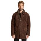 Men's Excelled Double-collar Suede Jacket, Size: Medium, Brown