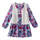Girls 4-6x Design 365 Crochet Lace Vest & Floral Dress Set, Girl's, Size: 4, White Oth