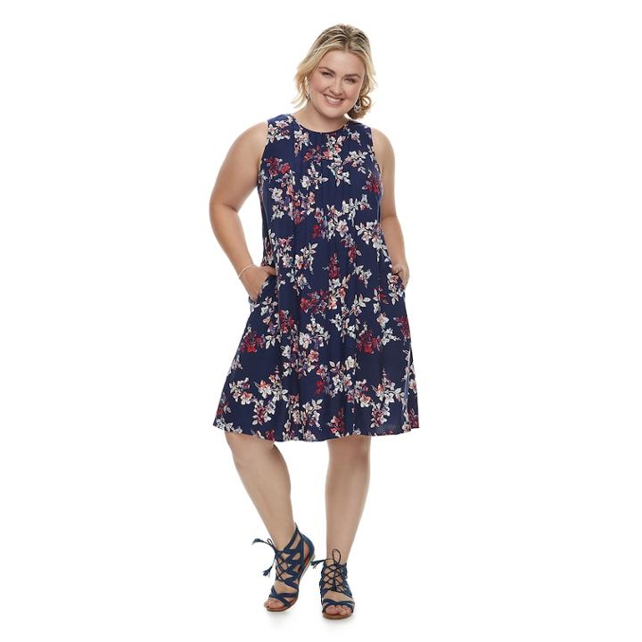 Plus Size Sonoma Goods For Life&trade; Pintuck Challis Shift Dress, Women's, Size: 1xl, Dark Blue