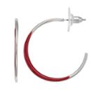 Red Nickel Free Semi-hoop Earrings, Women's, Dark Red