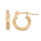 14k Gold Tube Hoop Earrings - 13 Mm, Women's, Yellow