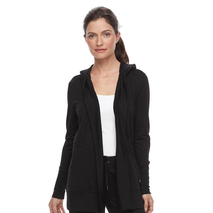 Petite Tek Gear&reg; Cinched-waist Hooded Wrap Top, Women's, Size: S Petite, Black