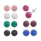 Sterling Silver Crystal Stud Earring Set, Women's, Multicolor