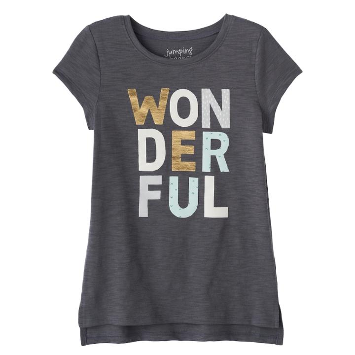 Girls 4-10 Jumping Beans&reg; Graphic Step Hem Tee, Size: 5, Grey