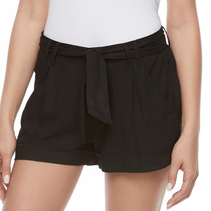 Juniors' So&reg; High-rise Shortie Shorts, Girl's, Size: Large, Black