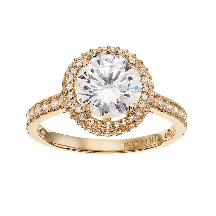 Cubic Zirconia 10k Gold Tiered Halo Ring, Women's, Size: 6, White