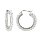 Sterling Silver Freshwater Cultured Pearl Hoop Earrings, Women's, White