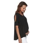 Maternity A:glow Cold-shoulder Tee, Women's, Size: L-mat, Black