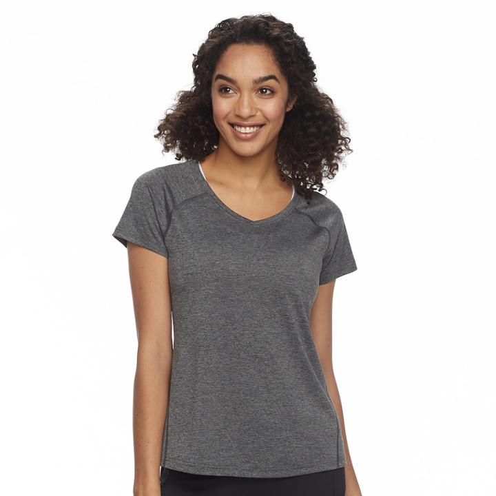 Women's Petite Tek Gear&reg; Performance Base Layer Side-slit Tee, Size: L Petite, Dark Grey