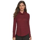 Women's Dana Buchman Textured Striped Cowlneck Sweater, Size: Medium, Dark Pink
