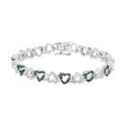 Sterling Silver 1/4 Carat T.w. Blue & White Diamond Heart Bracelet, Women's, Size: 7.5