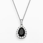 Sterling Silver Black Onyx And White Topaz Teardrop Pendant, Women's, Size: 18