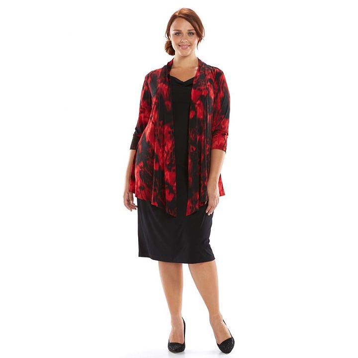Plus Size Connected Apparel Mock-layer Sheath Dress, Women's, Size: 16 W, Red