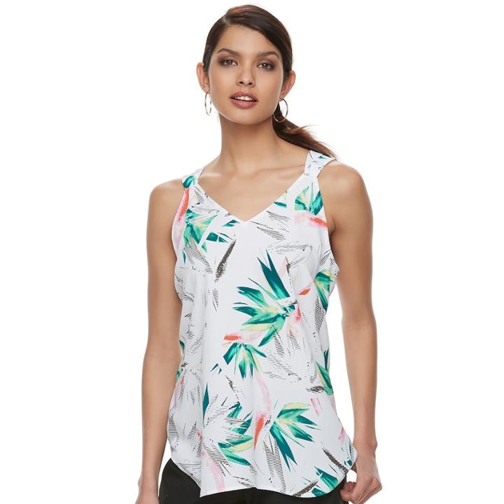 Women's Apt. 9&reg; Printed Crisscross Tank, Size: Large, White