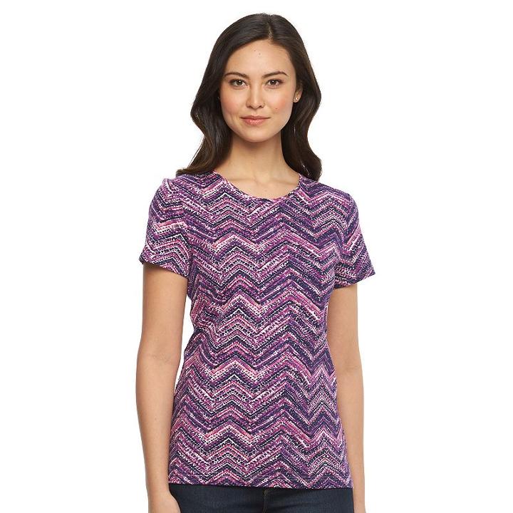 Women's Croft & Barrow&reg; Essential Crewneck Tee, Size: Medium, Med Pink