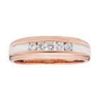 Men's 14k Rose Gold 1/4 Carat T.w. Igl Certified Diamond 5-stone Ring, Size: 10.50, White