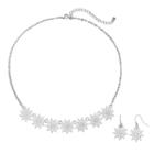 White Flower Necklace & Drop Earring Set, Women's