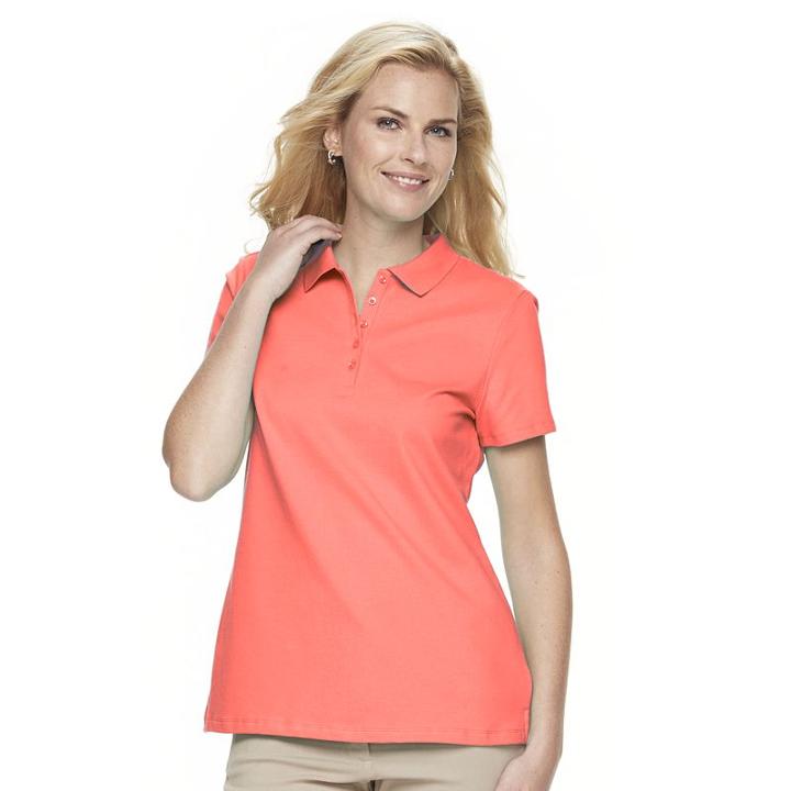 Women's Croft & Barrow&reg; Classic Solid Polo, Size: Medium, Lt Orange