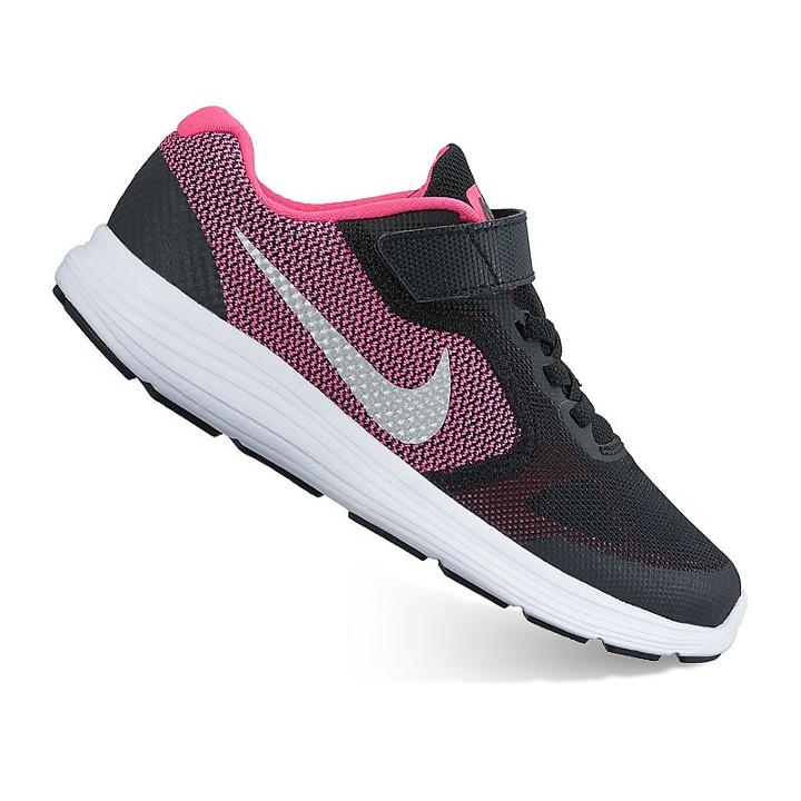 Nike Revolution 3 Pre-school Girls' Running Shoes, Girl's, Size: 2, Black