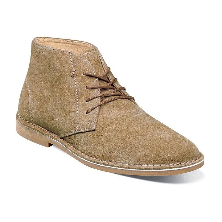 Nunn Bush Galloway Men's Suede Chukka Boots, Size: 12 Wide, Beig/green (beig/khaki)