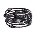 1928 Faceted Bead & Seed Bead Coil Bracelet, Women's, Size: 8, Black