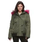 Women's S13 Dani Hooded Faux-fur Trim Bomber Jacket, Size: Large, Green Oth