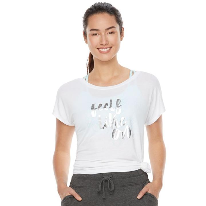Women's Gaiam Intention Graphic-print Yoga Tee, Size: Xl, Grey (charcoal)