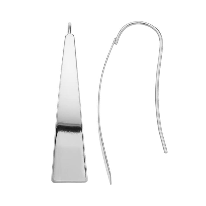 Sterling Silver Long Triangle Earrings, Women's, Grey