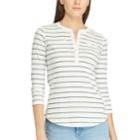 Women's Chaps 3/4-sleeve Henley, Size: Xl, White
