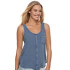 Juniors' Mudd&reg; Button-front Tank, Teens, Size: Small, Blue (navy)