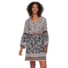 Women's Msk Floral Crochet Trim Shift Dress, Size: Large, Dark Blue