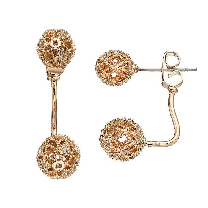 Lc Lauren Conrad Filigree Ball Front Back Earrings, Women's, Ovrfl Oth
