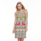 Women's Msk Scroll Lace-up Shift Dress, Size: Medium, Dark Pink
