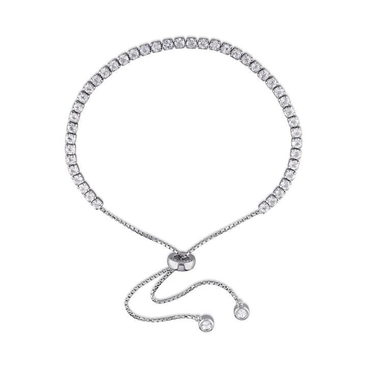 Stella Grace Sterling Silver White Topaz Bolo Bracelet, Women's, Size: 7