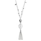 Long Swag Leaf Tassel Pendant Necklace, Women's, Silver
