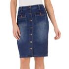 Women's Haggar Button-front Jean Pencil Skirt, Size: 8, Blue Other