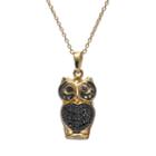 Sophie Miller Black Cubic Zirconia 14k Gold Over Silver Owl Pendant Necklace, Women's, Size: 18, Multicolor