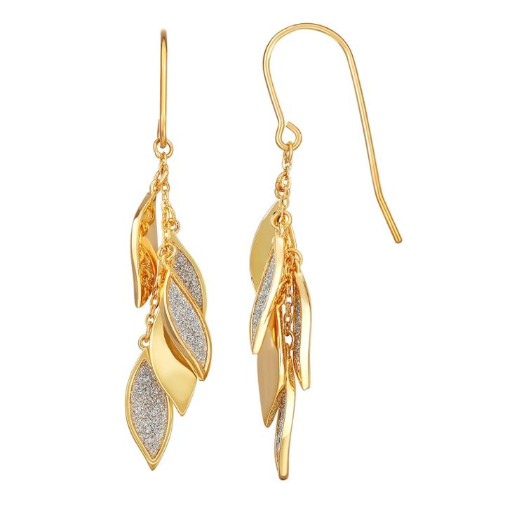 18k Gold Over Silver Glitter Dangle Wire Earrings, Women's