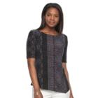 Women's Croft & Barrow&reg; Jacquard Asymmetrical Tee, Size: Small, Black