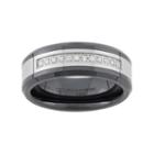 1/6 Carat T.w. Stainless Steel And Black Ceramic Wedding Band - Men, Size: 7.50