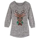 Girls 7-16 Miss Chievous Christmas 3/4-sleeve Sequin Hatchi Tunic, Size: Medium, Med Grey