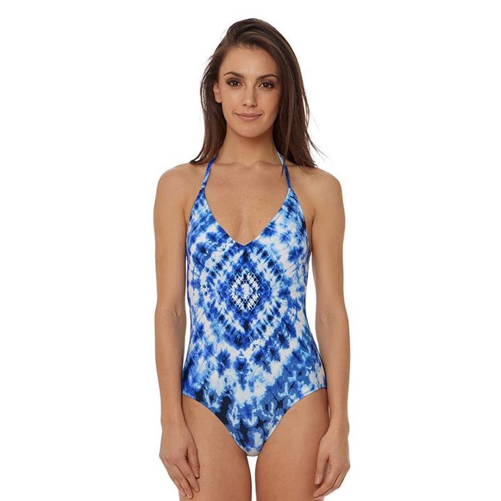 Women's Pink Envelope Tie-dye One-piece Swimsuit, Size: Xl, Blue (navy)