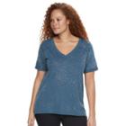 Plus Size Rock & Republic&reg; High-low V-neck Tee, Women's, Size: 0x, Blue