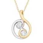 Two Tone 10k Gold 1/5 Carat T.w. Diamond 2-stone Pendant Necklace, Women's, Size: 18, White