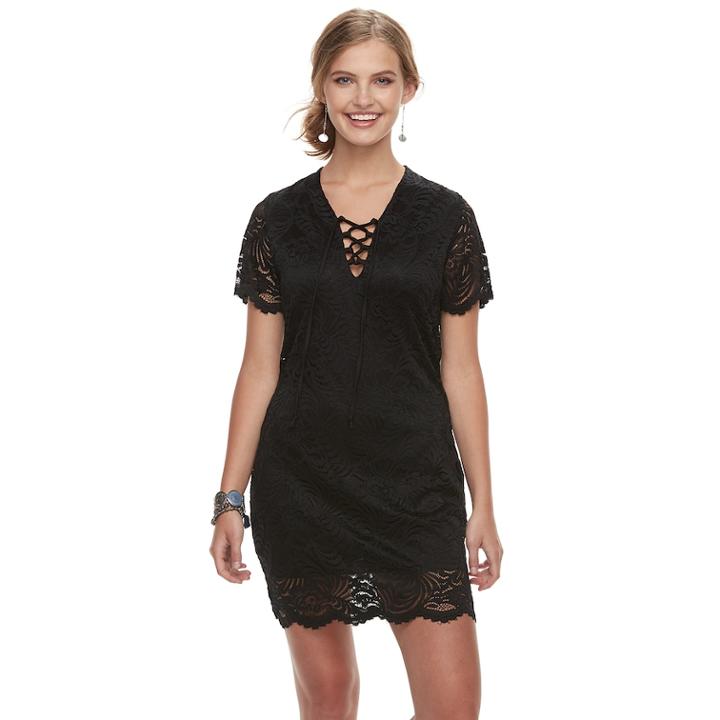 Juniors' Liberty Love Lace Bodycon Dress, Teens, Size: Xl, Black
