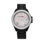 Journee Collection Women's Crystal Flower Watch, Size: Medium, Black