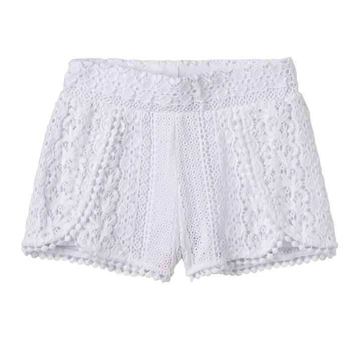 Girls 4-6x Design 365 Crochet Shorts, Girl's, Size: 5, White