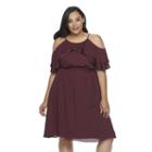 Plus Size Jennifer Lopez Chiffon Cold-shoulder Dress, Women's, Size: 1xl, Dark Red