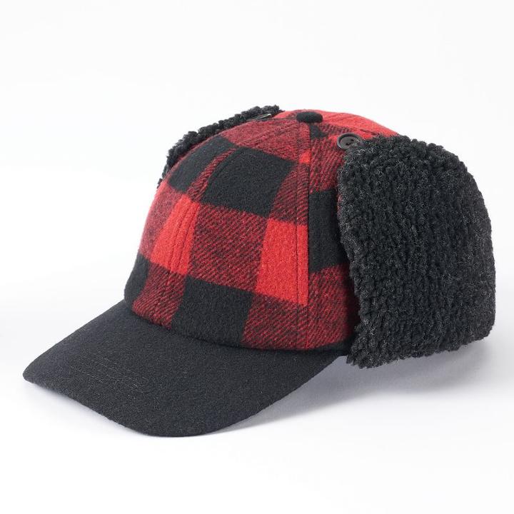 Men's Urban Pipeline&reg; Buffalo Check Earflap Baseball Hat, Size: S/m, Red