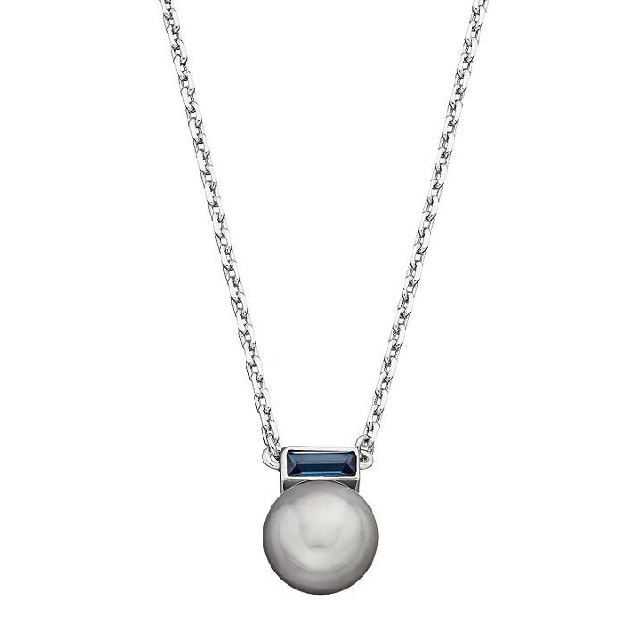 Simply Vera Vera Wang Simulated Pearl Necklace With Swarovski Crystals, Women's, Blue